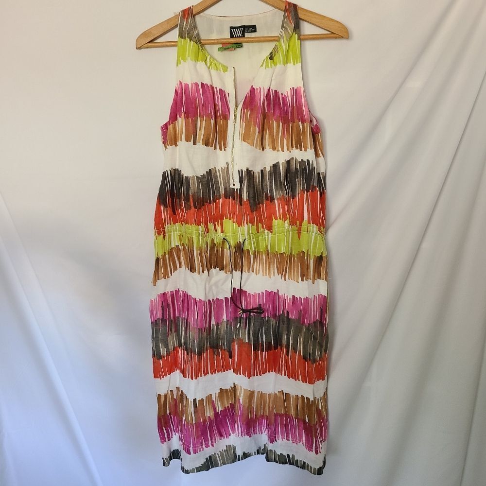 Worth Abstract‎ Pattern 100% Linen Dress Size 8